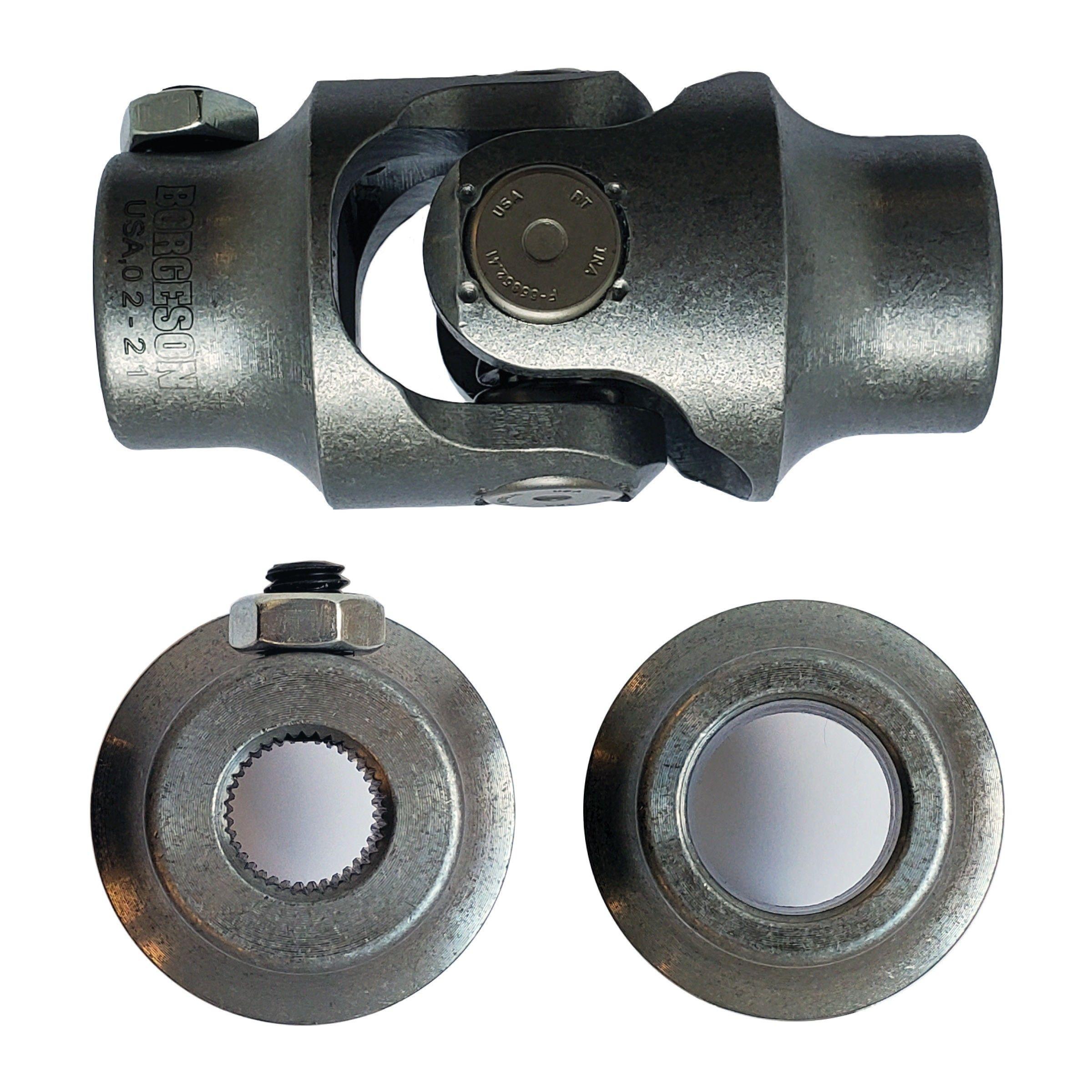 9/16-36 Spline X 3/4 Smooth Bore Single Steering U-joint - Select Finish - Borgeson