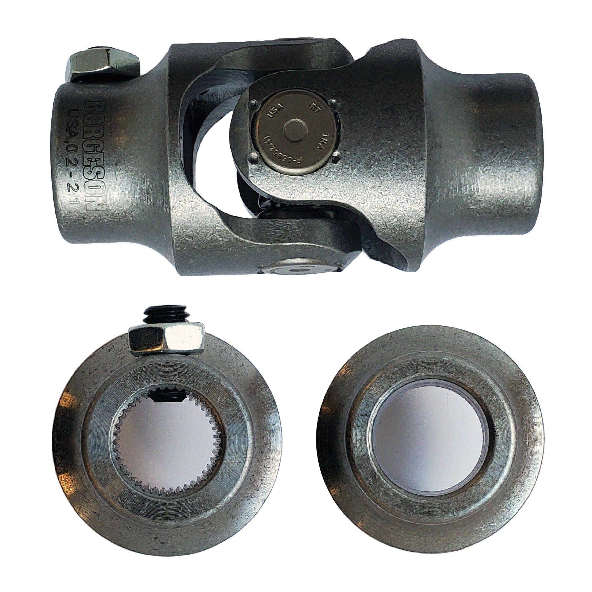 11/16-40 Spline X 3/4 Smooth Bore Single Steering U-joint - Select Finish - Borgeson