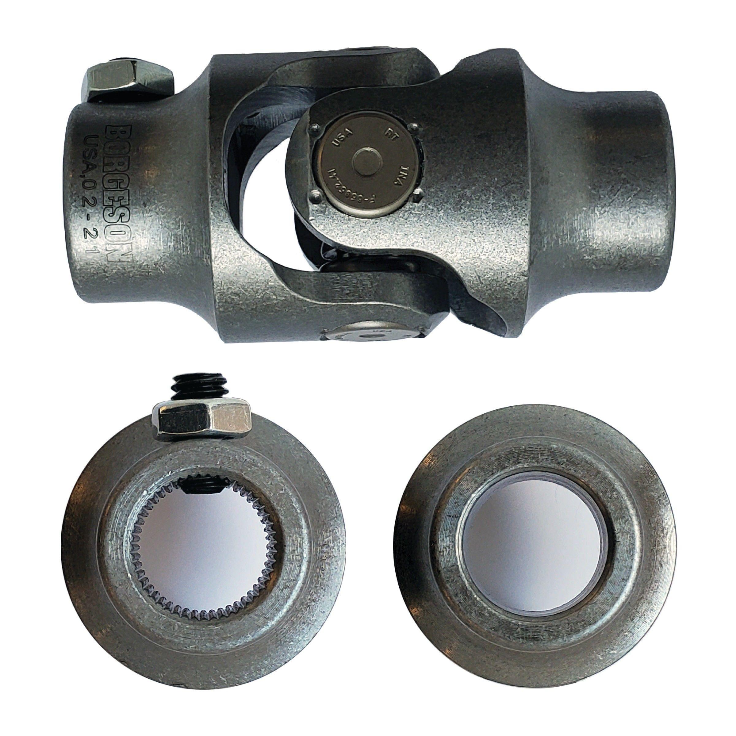 3/4-48 Spline X 3/4 Smooth Bore Single Steering U-joint - Select Finish - Borgeson