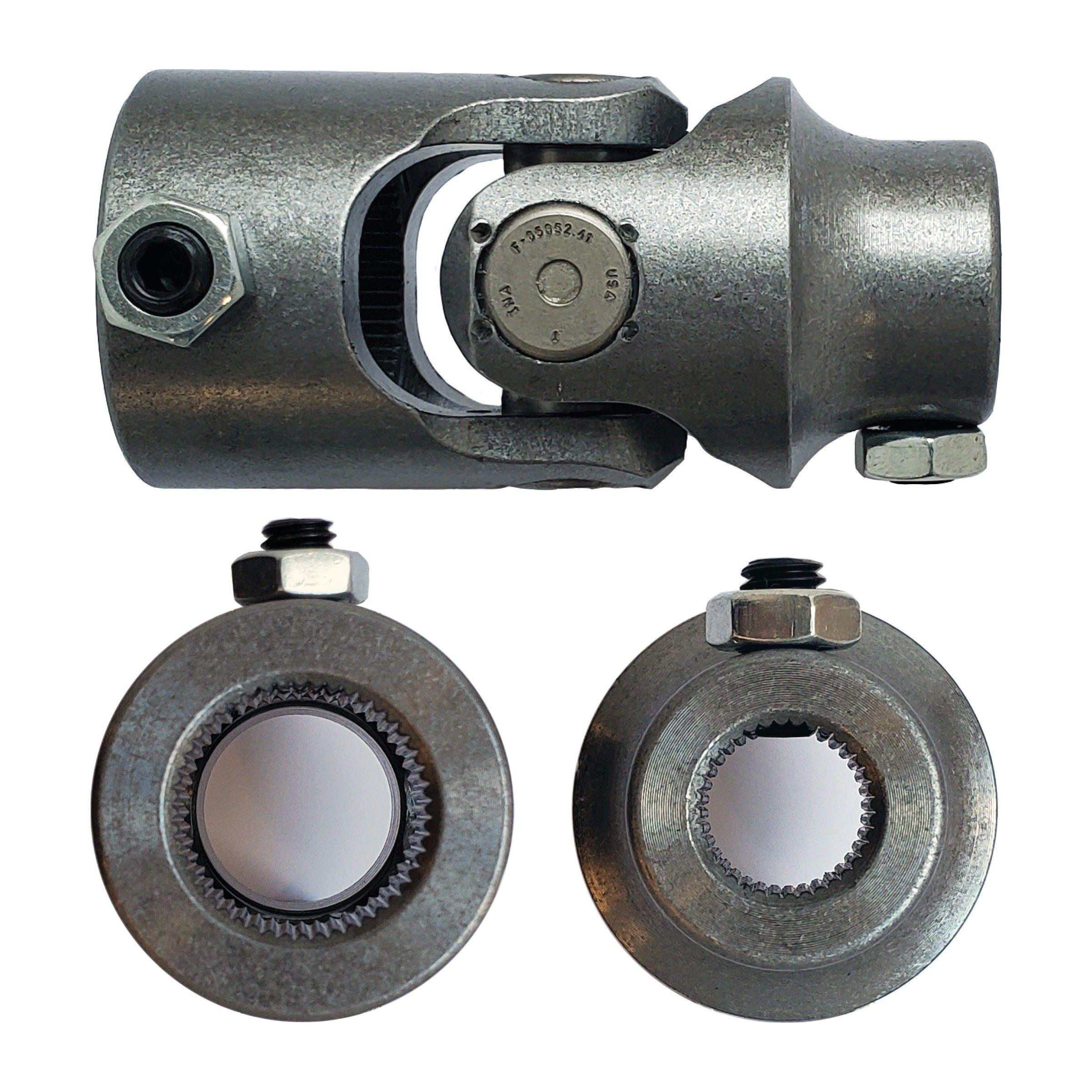 1"48 Spline X 5/8-36 Spline Single Steering U-Joint - Select Finish - Borgeson