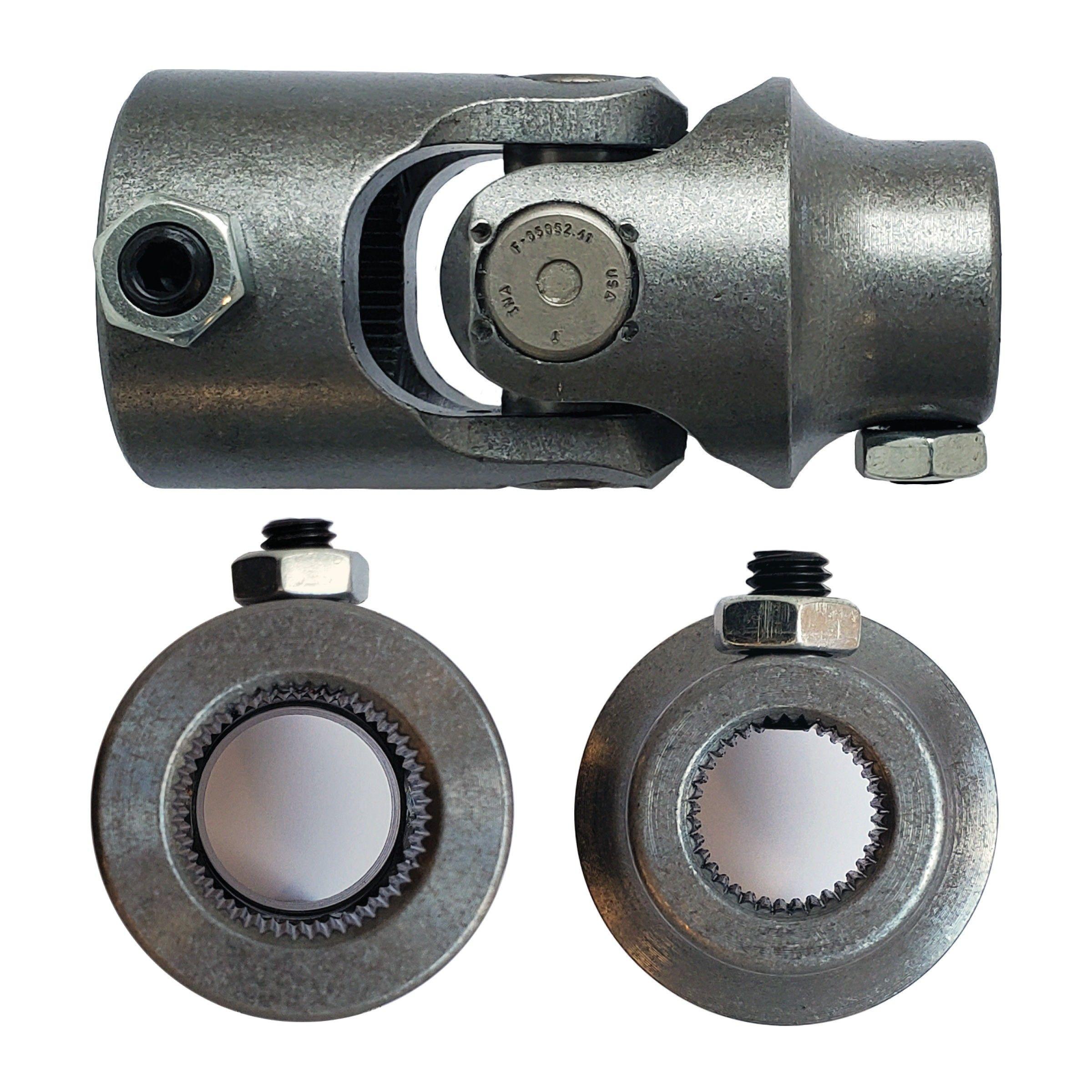 1"48 Spline X 11/16-36 Spline Single Steering U-Joint - Select Finish - Borgeson