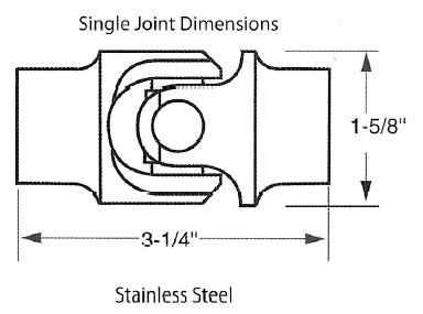 3/4-36 Spline X 9/16-36 Spline Steering U-Joint - Select Finish, Borgeson