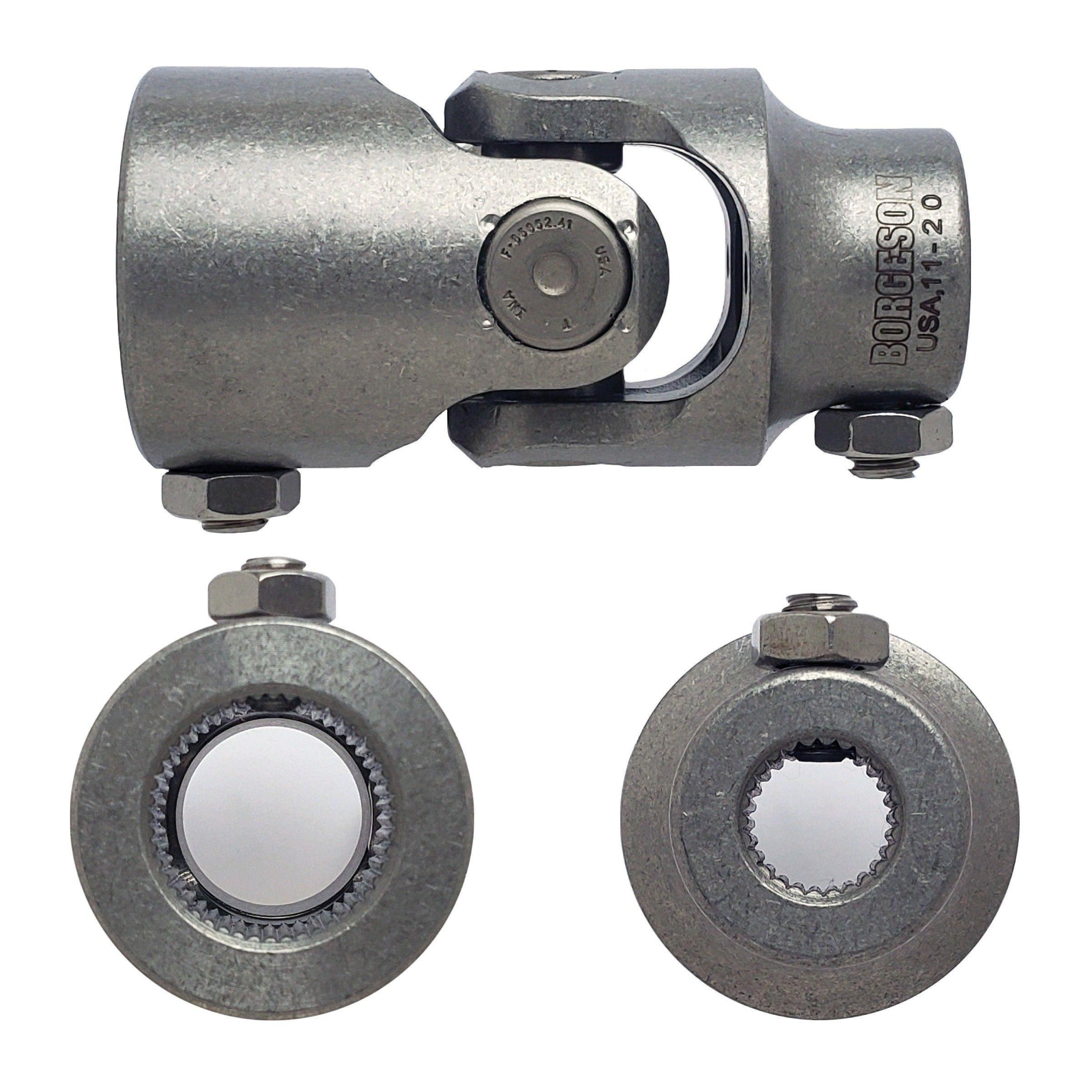 1"48 Spline X 9/16-26 Spline Single Steering U-Joint - Select Finish - Borgeson