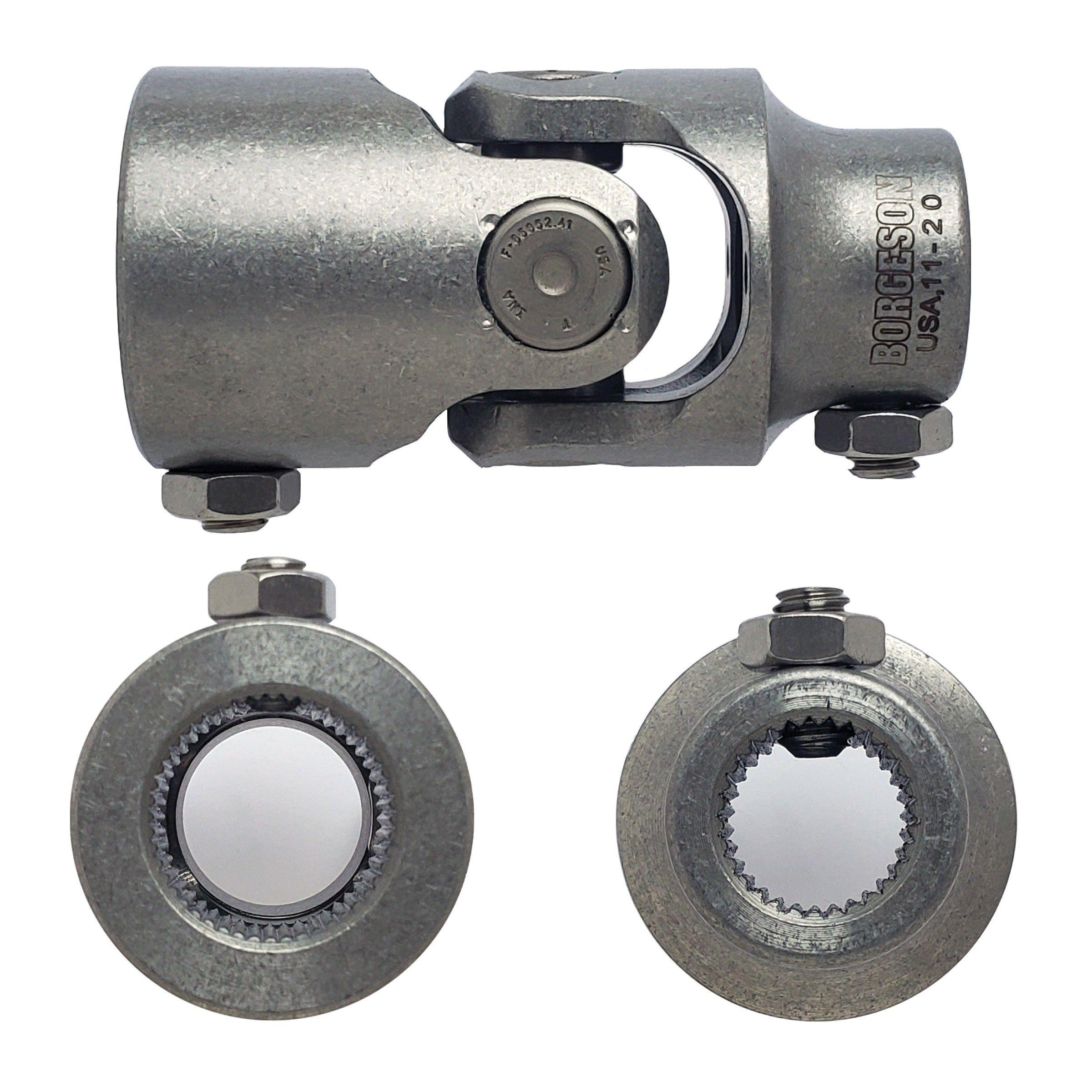 1"48 Spline X 3/4-30 Spline Single Steering U-Joint - Select Finish - Borgeson