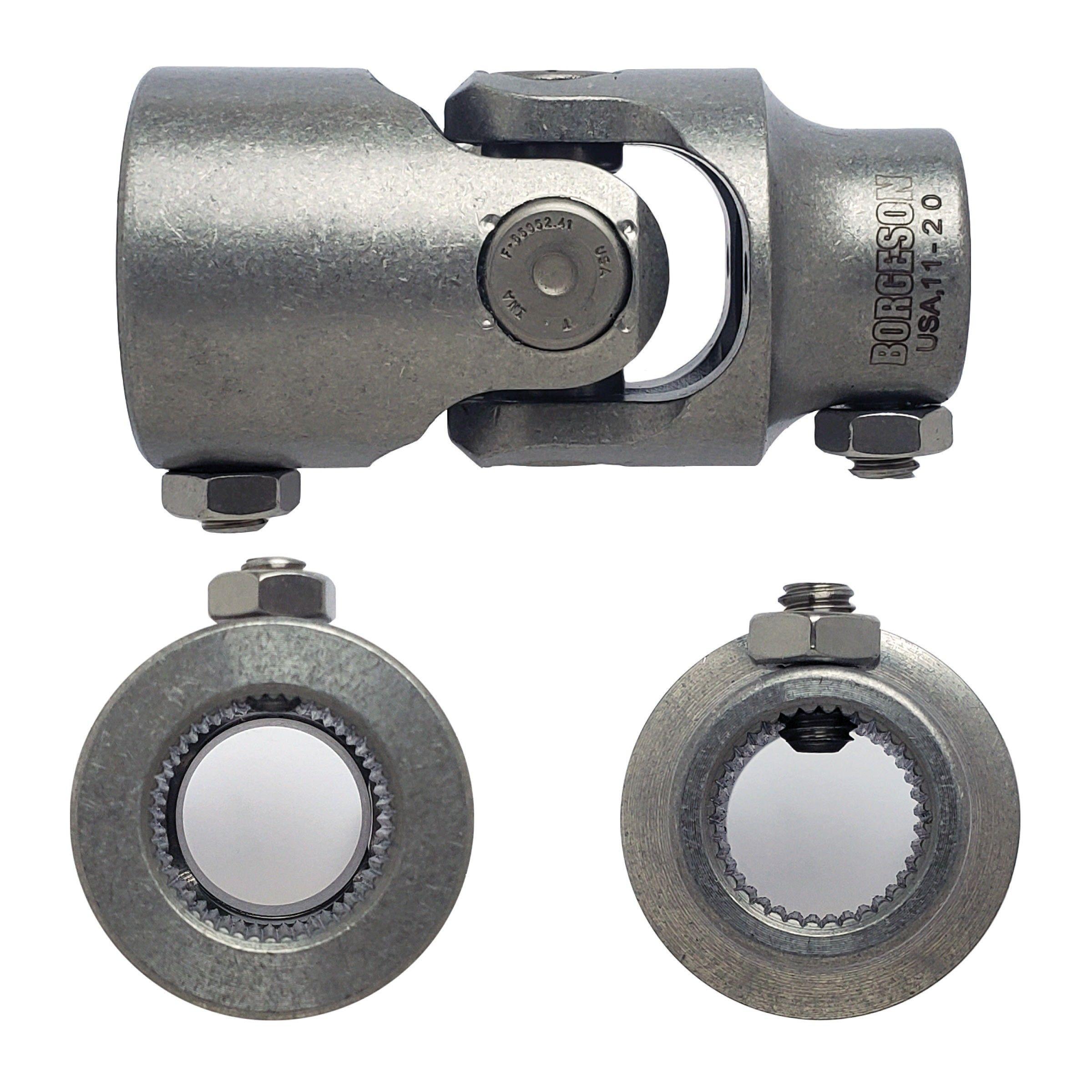 1"48 Spline X 13/16-36 Spline Single Steering U-Joint - Select Finish - Borgeson