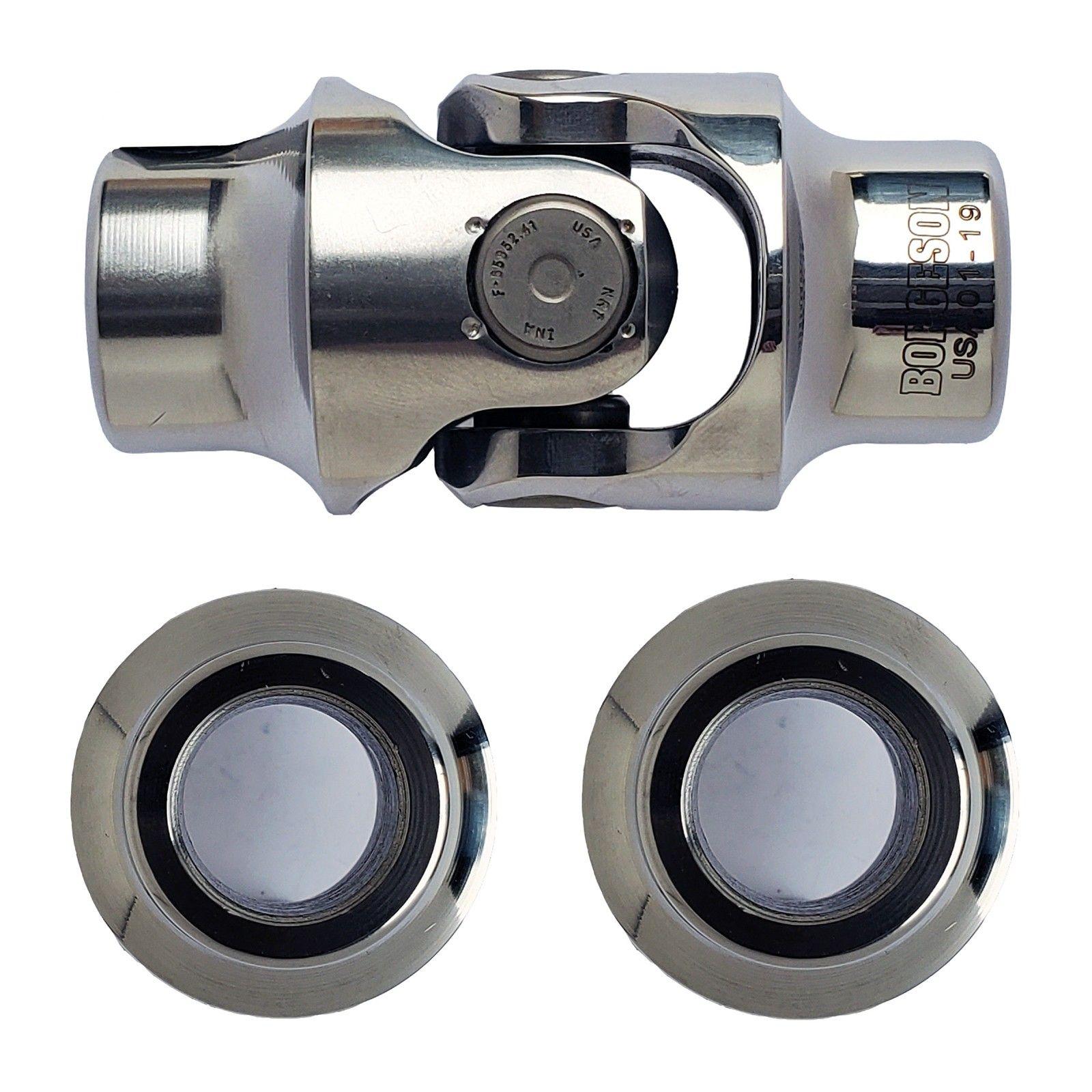 3/4 Smooth X 3/4 Smooth Bore Single Steering U-joint - Select Finish - Borgeson