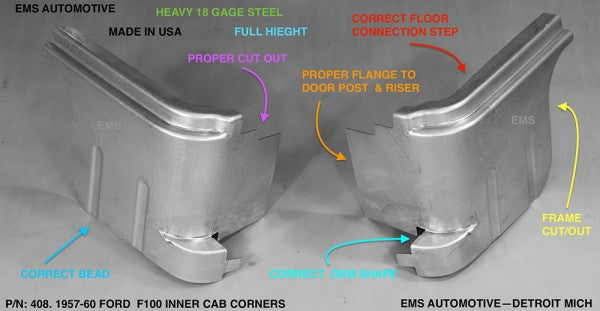 1957-60 Ford F100 Truck Inner Cab Corner