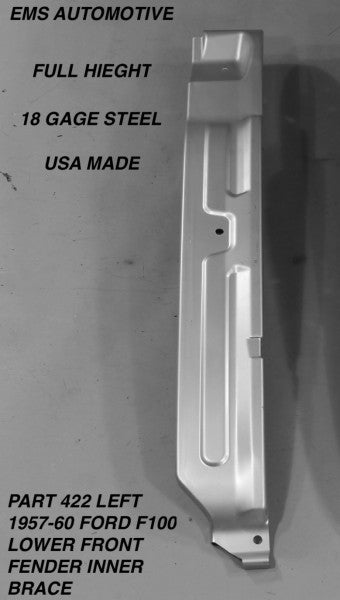 1957-60 Ford F100 Truck Lower Front Fender Inner Brace