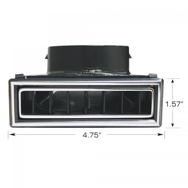 4-3/4" Rectangle Black with Chrome Trim Louver with 90 Degree Inlet