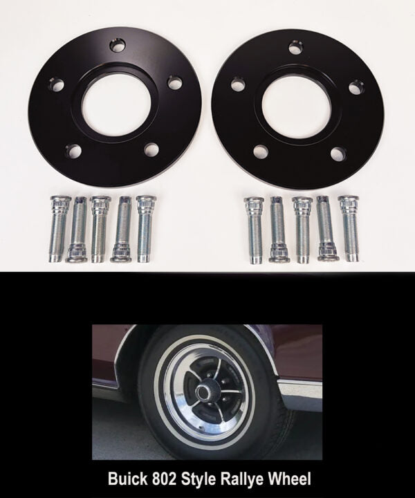 1961-70 Buick Full Size 802 Style Rallye Wheel Spacers and studs for Master Power Brakes Disc Brake Kits