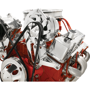 Billet Aluminum Small Block Chevy Alt Bracket, Standard Heads, Short Pump, Top Mount, Driver Side