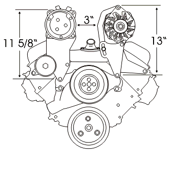 Alan Grove Components Big Block Chevy Alternator Bracket, Short Water Pump, Driver Side 204L