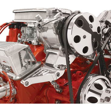 Billet Aluminum Small Block Chevy A.C. Compressor Bracket, Standard Heads, Long Pump, Top Mount, Passenger Side