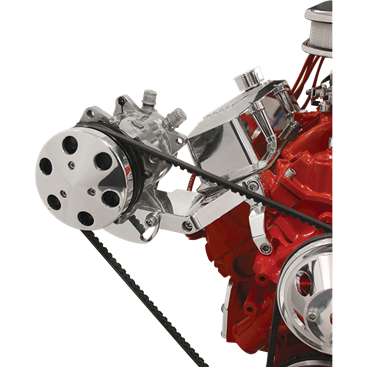 Billet Aluminum Small Block Chevy A.C. Compressor Bracket, Standard Heads, Long Pump, Side Mount, Passenger Side