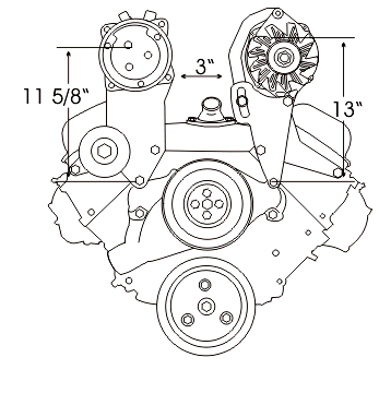 Alan Grove Components Big Block Chevy Air Conditioning Compressor Bracket, Long Water Pump, Passenger Side 116R