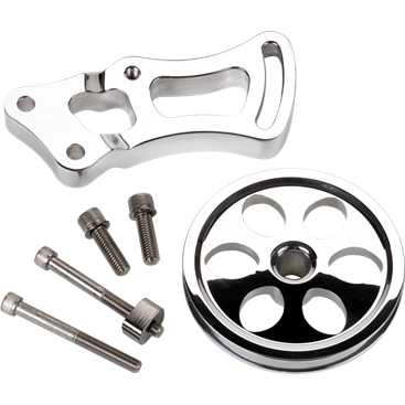 Billet Aluminum Small Block Chevy Power Steering Bracket and Pulley Kit, Short Pump, Low Mount, Driver Side