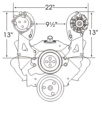 Alan Grove Components Small Block Chevy Tall Alternator Bracket, Long Water Pump, Driver Side 230L-TALL