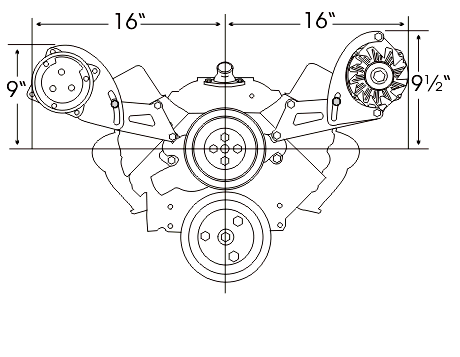 Alan Grove Components Small Block Chevy Air Conditioning Compressor Bracket, Short Water Pump, Low Profile, Passenger Side 132R