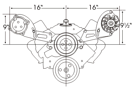 Alan Grove Components Small Block Chevy Air Conditioning Compressor Bracket, Short Water Pump, Low Profile, Passenger Side 133R