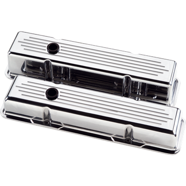 Billet Aluminum Small Block Chevy Ball Milled Streamline Valve Cover, (Pair)