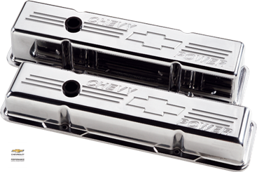 Billet Aluminum Small Block Chevy "Chevy Power" Style Valve Cover, (Pair)