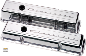 Billet Aluminum Small Block Chevy "Chevrolet" Style Valve Cover, (Pair)