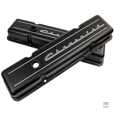 Billet Aluminum Small Block Chevy "Chevrolet" Style Valve Cover, (Pair)