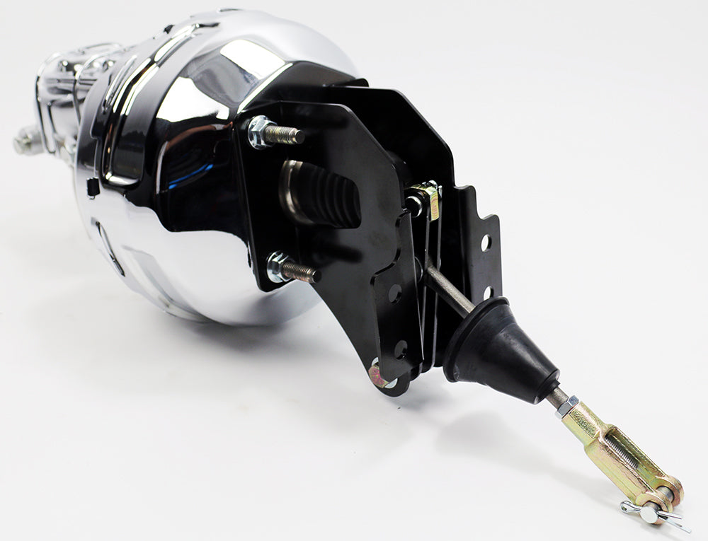 1964-72 GM A-BODY, 67-69 GM F-BODY, 68-74 GM X-BODY (System includes MPB style brackets to mount unit flat) Booster/Master Conversion Kit 9" Dual / 1-1/8" Bore - Chrome