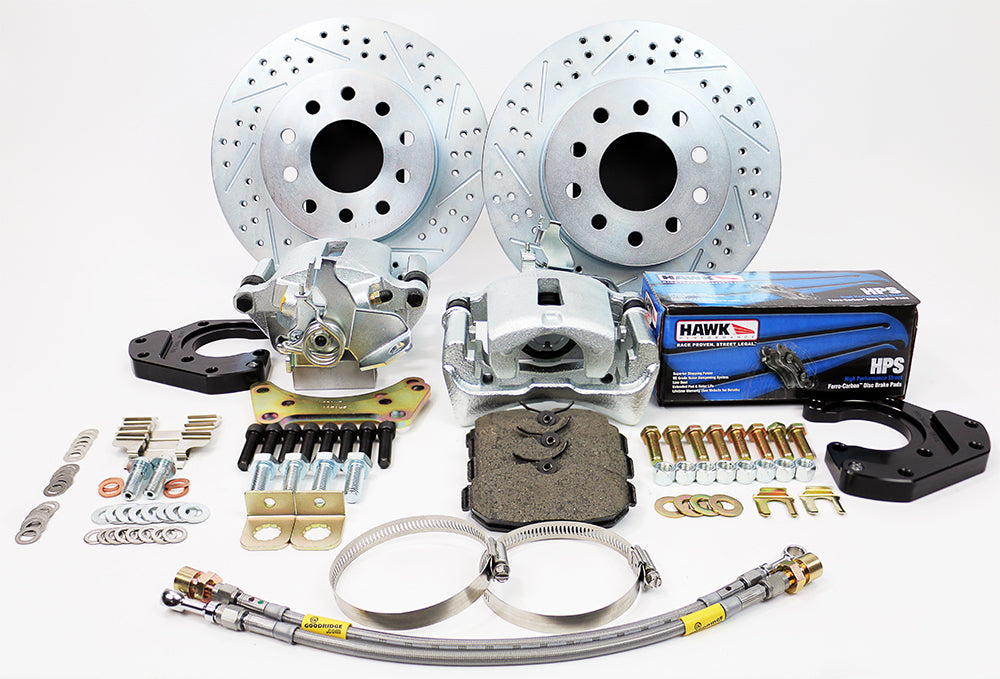 1968-69 GM F-BODY, 68-74 GM X-BODY (10/12 BOLT w/o C-ClipS) - STAGGERED SHOCKS Legend Series HP Rear Disc Brake Kit Rear Wheel Kit