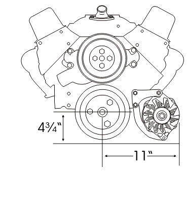 Alan Grove Components Small Block Chevy Alternator Bracket, Short Water Pump, Low Mount, Driver Side 206L