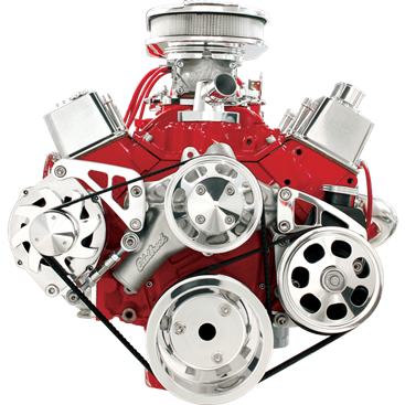 Billet Specialties Small Block Chevy Mid Mount- Alternator Kit and Power Steering Kit, Polished