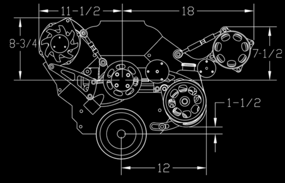 Billet Specialties Big Block Chevy Top Mount- Alternator Kit and Power Steering Kit, Polished