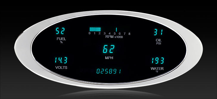 Dakota Digital Universal 4" x 9.5" Elliptical Digital VFD3 Gauges