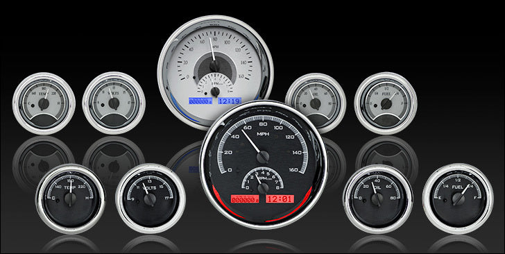 Dakota Digital Universal Five Gauge Round, Analog VHX Gauges (1, 6-1/4" and 4, 3" Gauges)