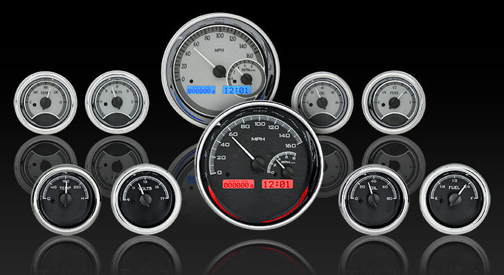 Dakota Digital Universal Five Gauge Round, Analog VHX Gauges (1, 5-1/2" and 4, 3" Ganges)