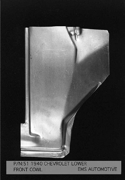 1940 Chevy Car Lower Front Cowl Panel