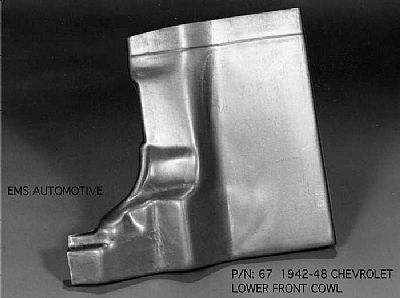 1942-48 Chevy Car Lower Front Cowl Panel
