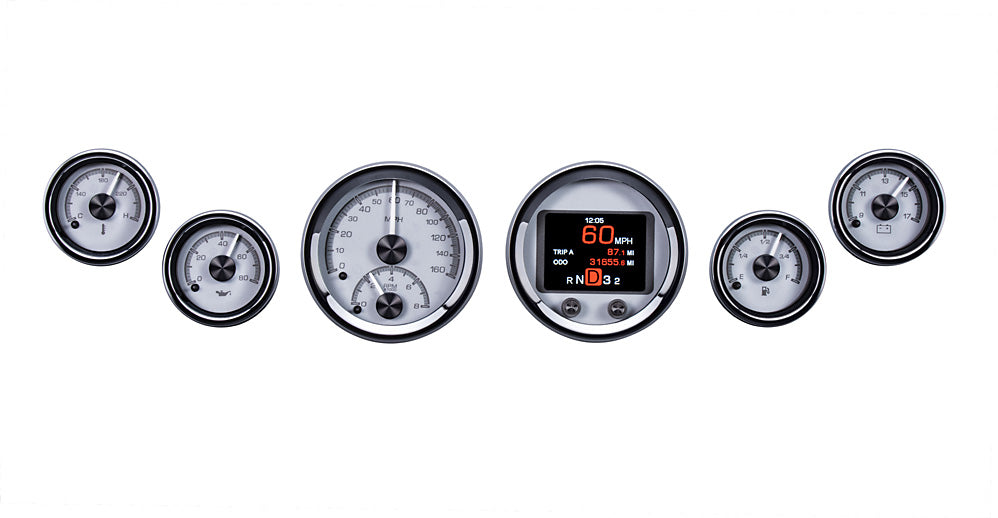 Dakota Digital Universal Six Gauge Round Analog HDX Gauges (With TFT Message Center)