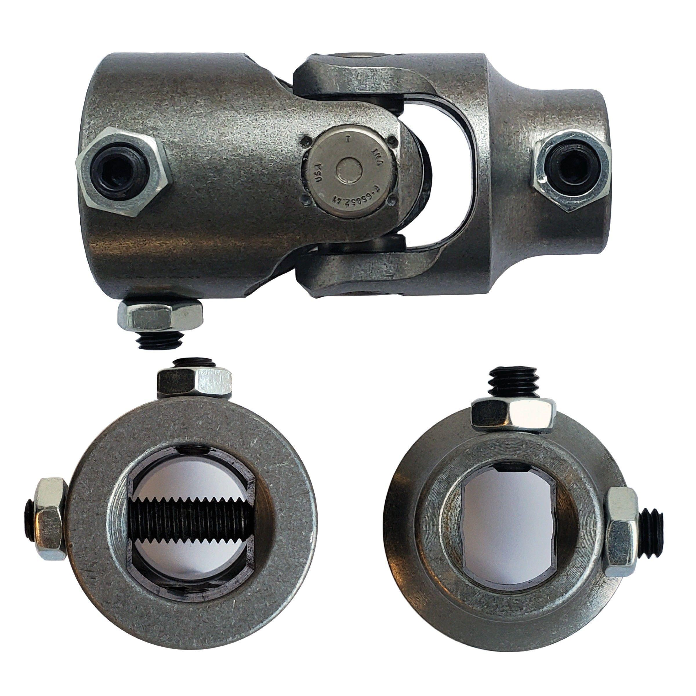 Borgeson Steel Single Steering U-Joint – 3/4" Double-D X 13/16"-36 Spline (014940)