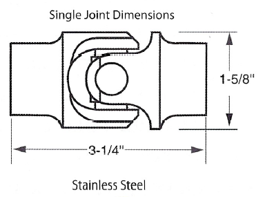 3/4-30 Spline X 3/4 Smooth Bore Single Steering U-joint - Select Finish - Borgeson