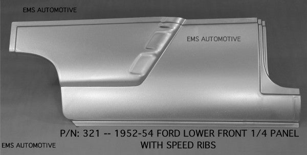 1952-54 Ford 2 Door Car Front Lower Quarter Panel with Speed Ribs