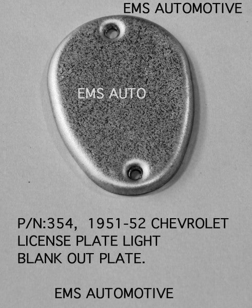 1951-52 Chevy Car License Plate Blank Out Plate