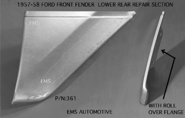 1957-58 Ford Car Front Fender Lower Rear Repair Panel