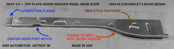 1953-54 Chevy 4 Door Sedan Rear Door Top Plate