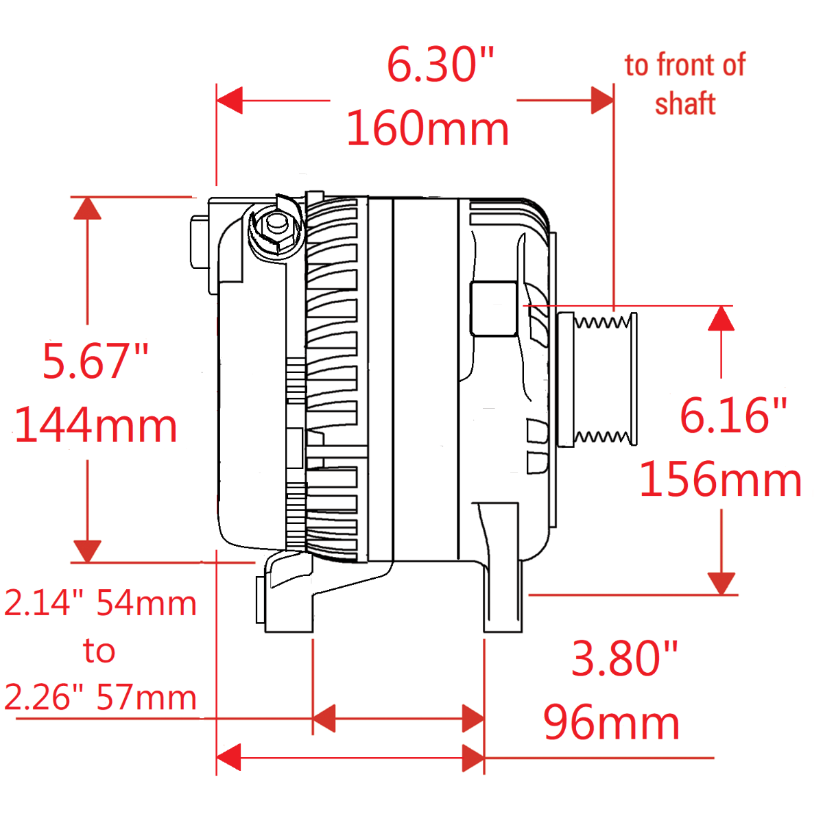 2011-17 Ford Mustang GT 5.0L / 5.2L Powermaster 250 Amp Alternator