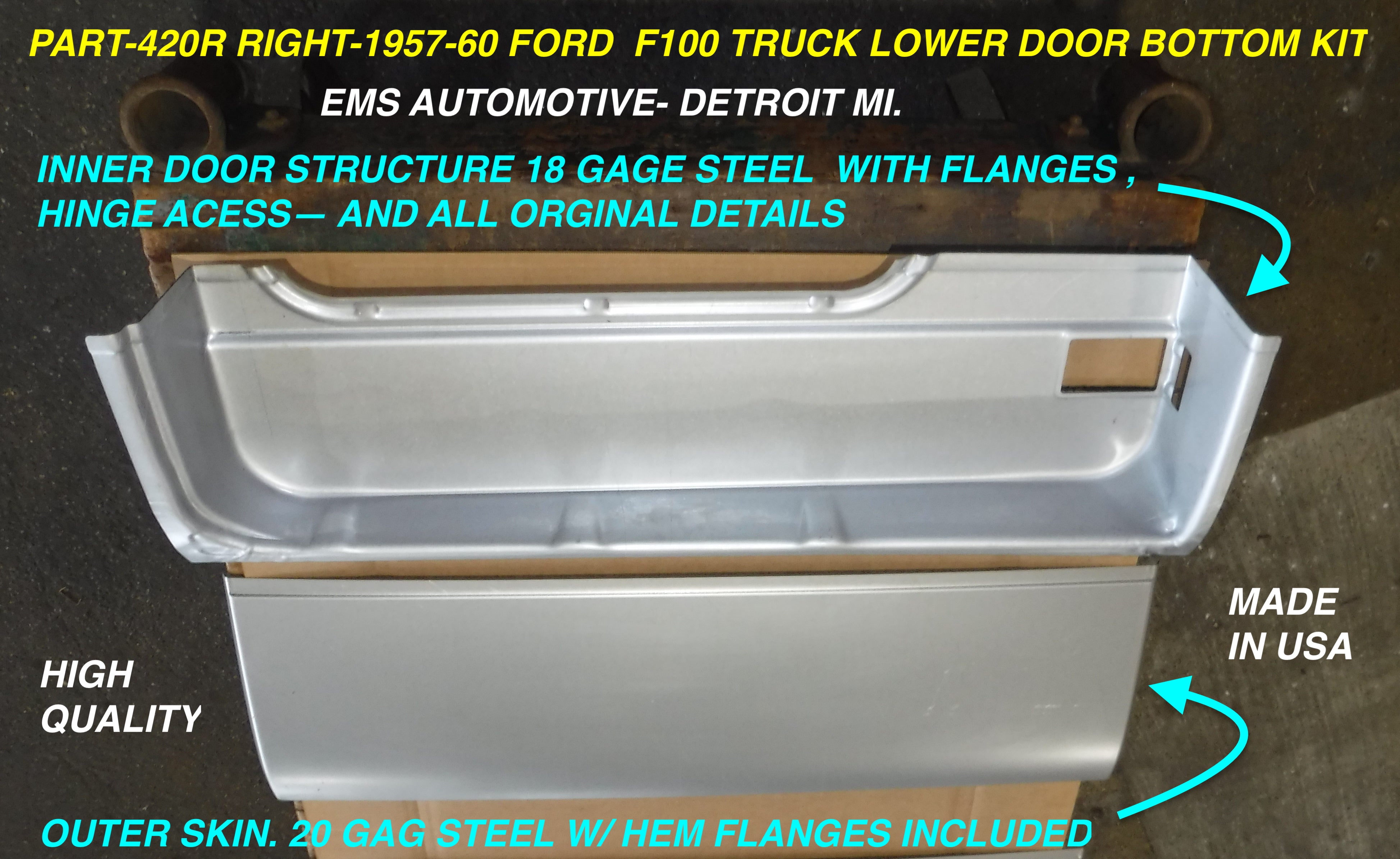 1957-60 Ford Truck Lower Door Bottom Repair Kit