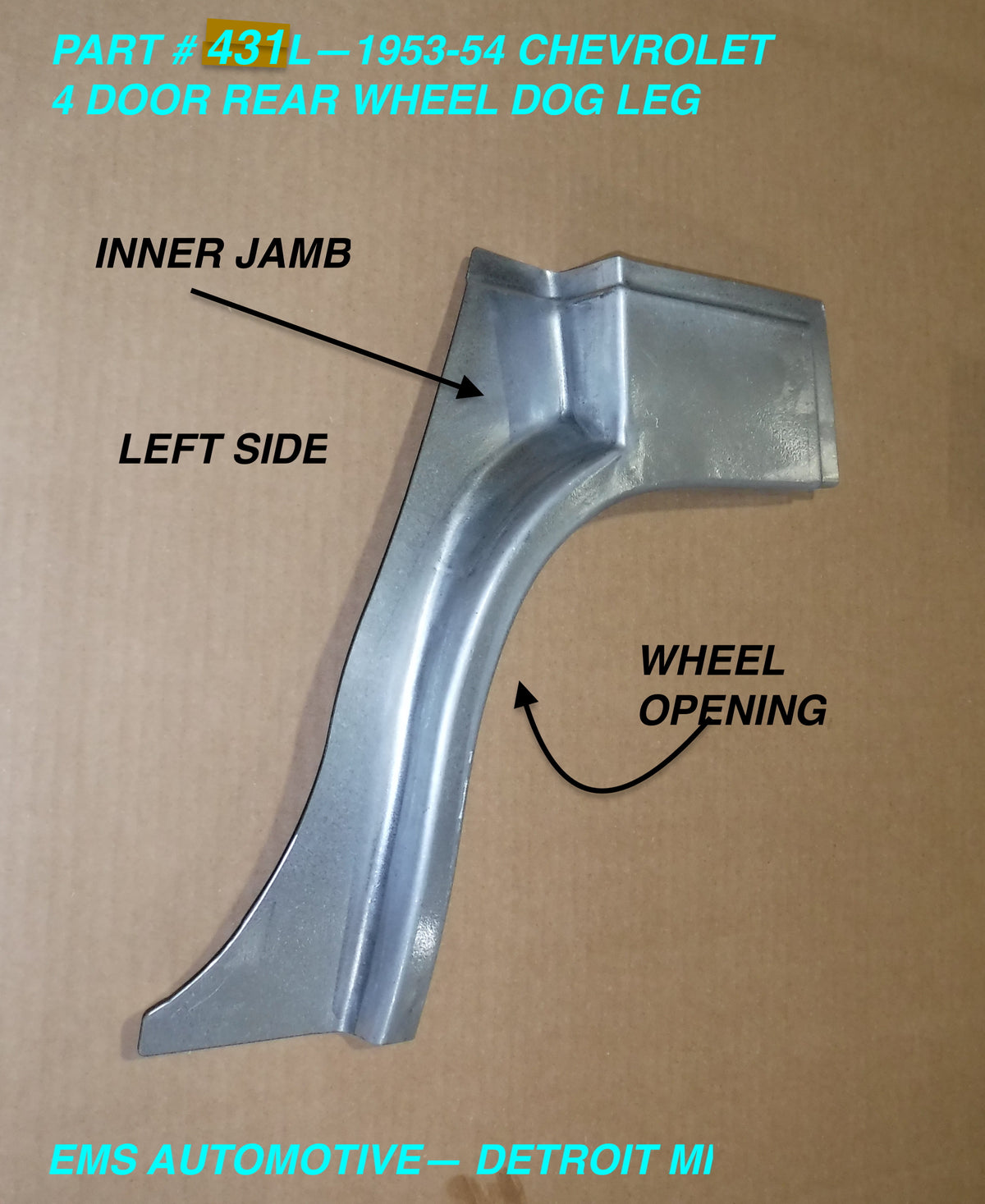 1953-54 Chevy 4 Door Sedan Rear Wheel Opening Dog Leg - EMS