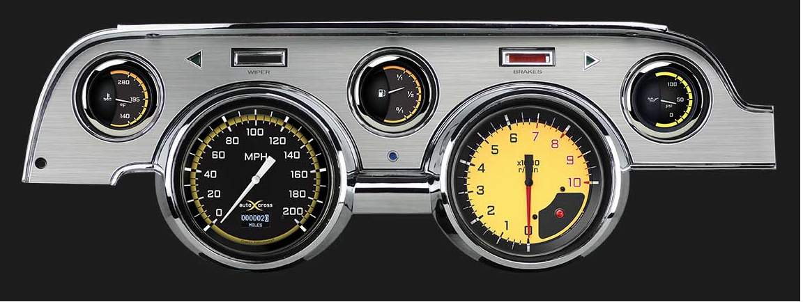 1967-68 Ford Mustang Classic Instruments Autocross Yellow Gauge Set