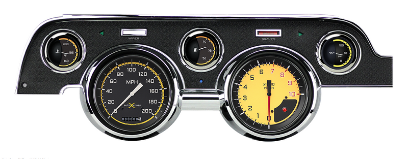 1967-68 Ford Mustang Classic Instruments Autocross Yellow Gauge Set