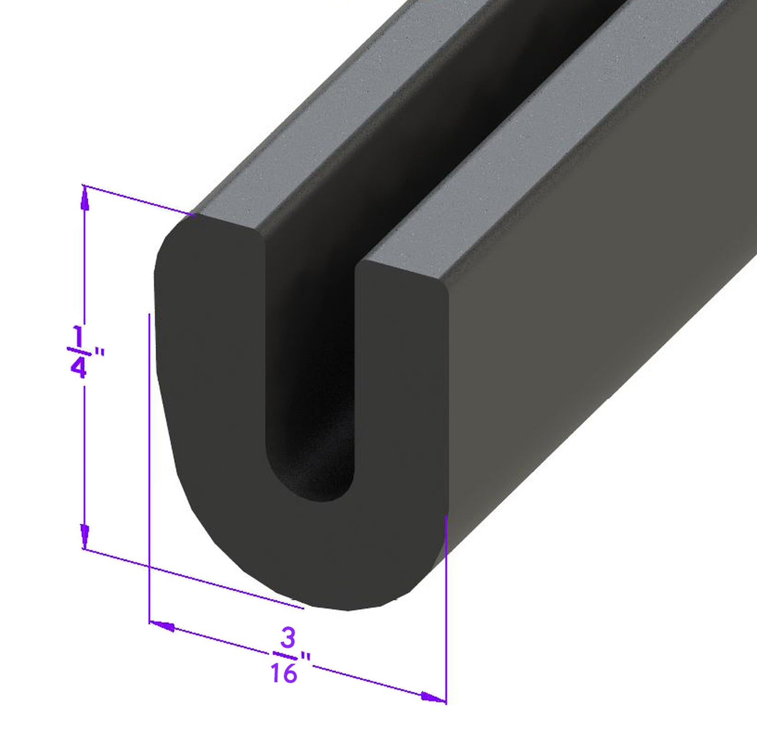 U Channel - Covering Sheet Metal Edges & Bright Work, 3/16" Wide; LP 23-E